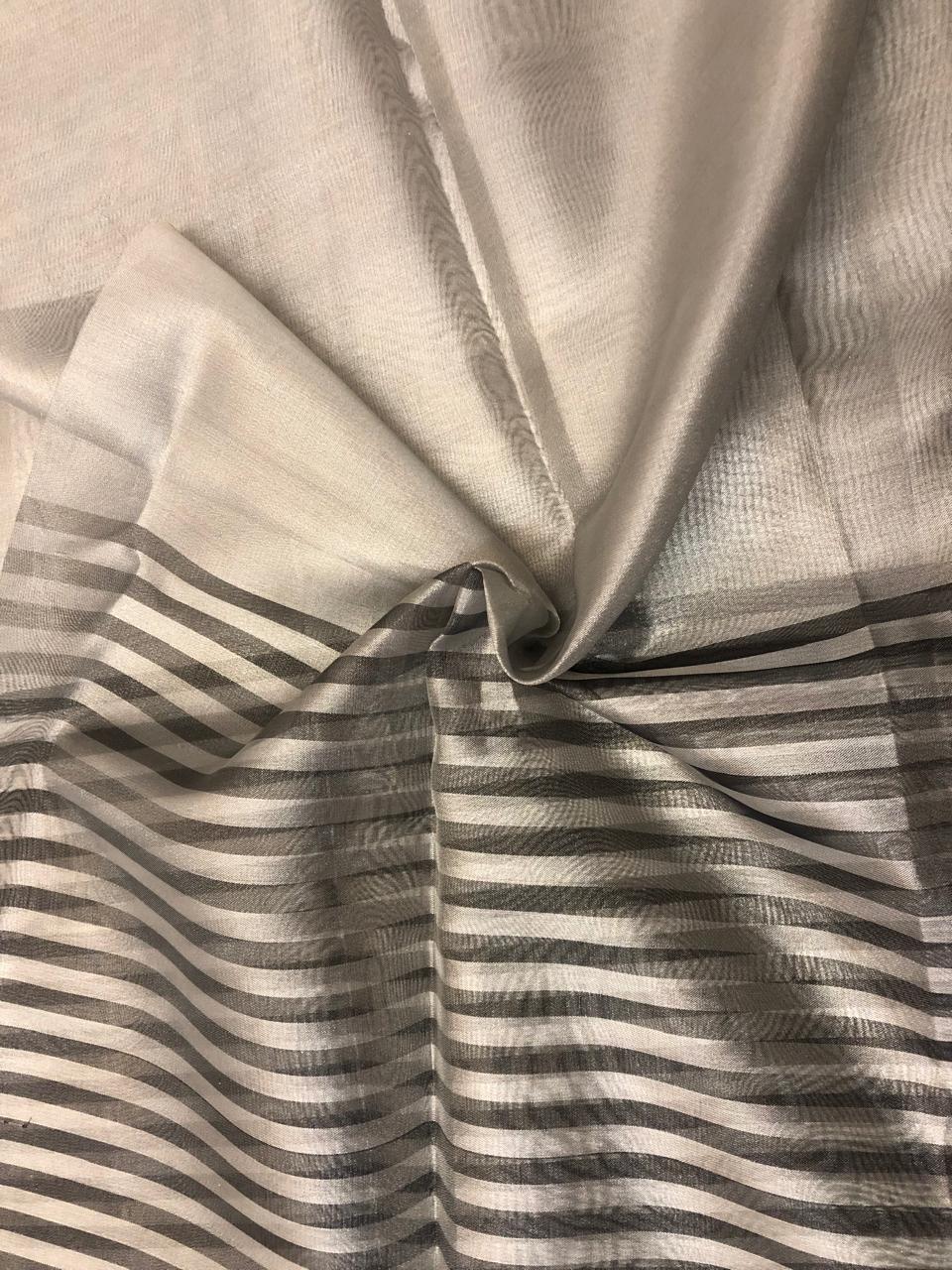 Tissue  sheer 44" wide 22" of each color half and half grey and silver white [18497]