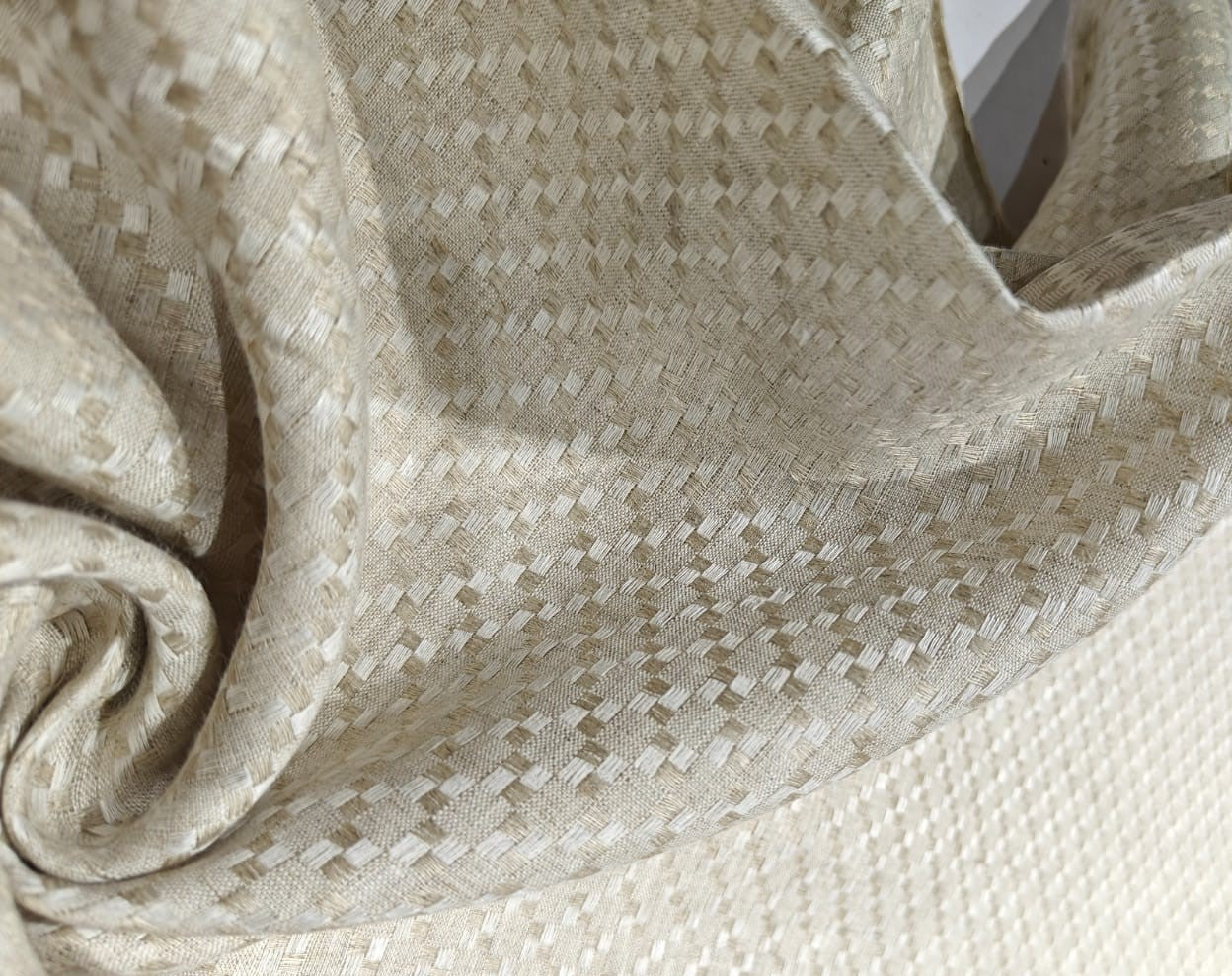 Linen dobby 58" wide available in 3 colors dark ivory/darker ivory and white sustainable and eco-friendly linen