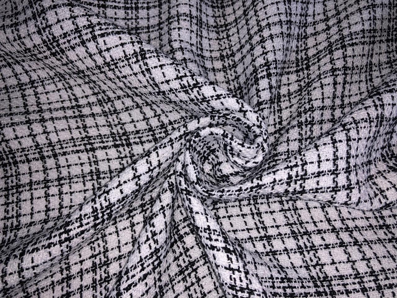 SUITING PLAIDS POLYESTER CREPE 58" BLACK AND WHITE [16892]