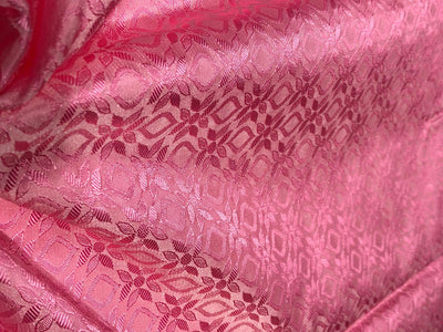 Silk Brocade fabric 44" self geometric  jacquard available in 4 colors pink ,olive , white ivory and lilac BRO1051