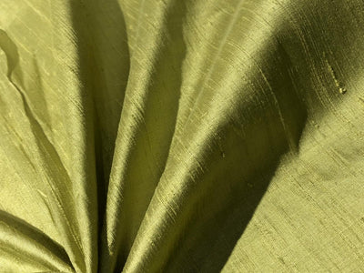 100% PURE SILK DUPIONI FABRIC LIGHT OLIVE GREEN color 44" wide WITH SLUBS MM126[4]