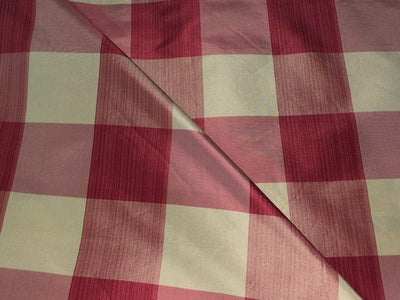 100% Silk tafetta plaids pink salmon,dusty red and golden cream [tafnewc19roll]