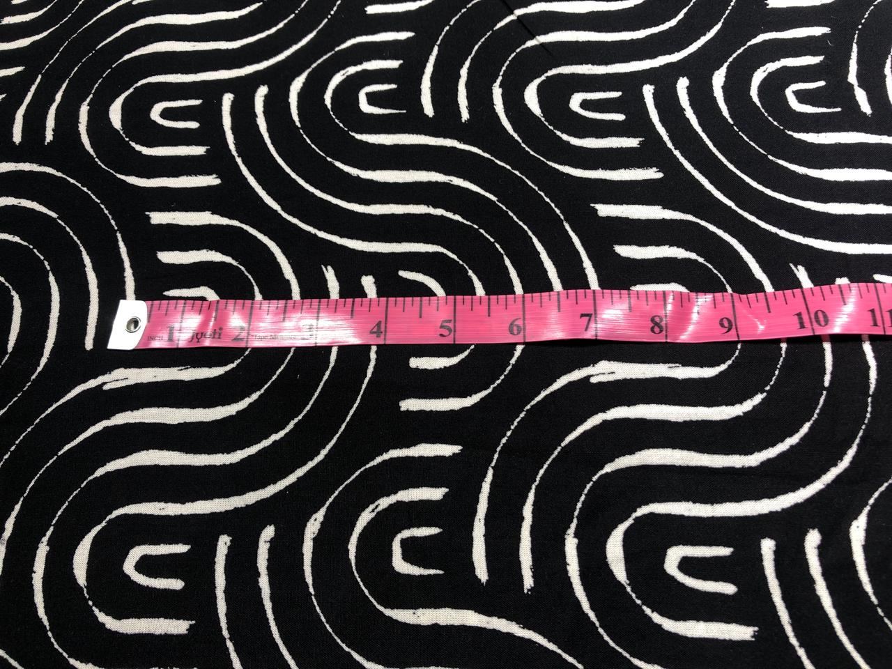 Viscose Rayon fabric black and ivory abstract print 58" wide  [17619]