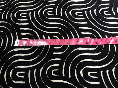 Viscose Rayon fabric black and ivory abstract print 58" wide  [17619]