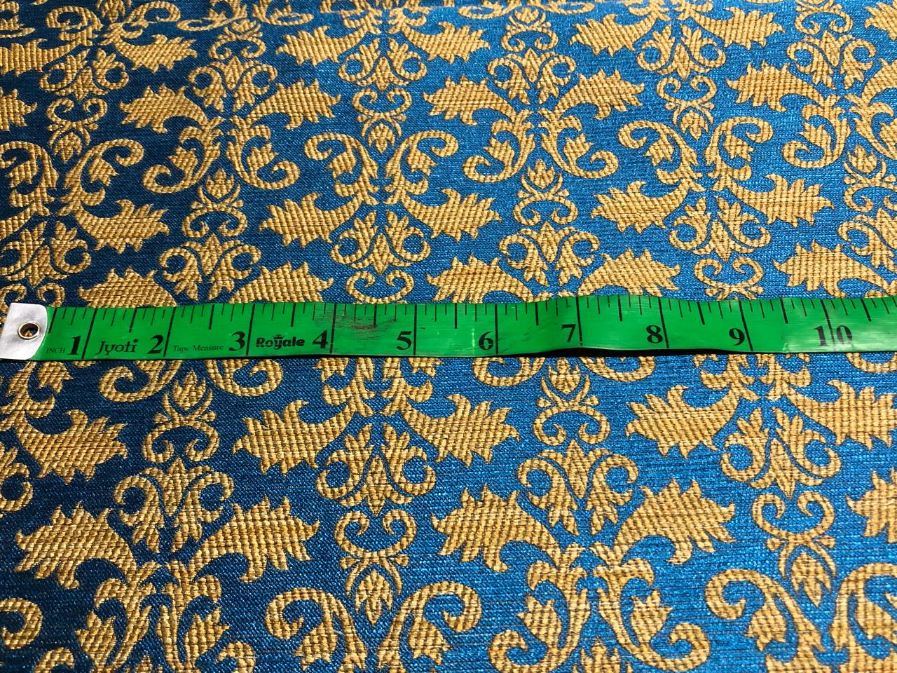 Brocade Fabric all over jacquard in a subtle gold available in 2 colors turquoise and royal blue 44" wide BRO421[1/2]