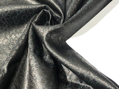 Silk Brocade  fabric~ satin 44" wide   jacquard JET BLACK BRO997[3]