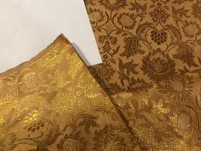 Silk Brocade fabric gold with  gold floral jacquard  BRO1021[2]