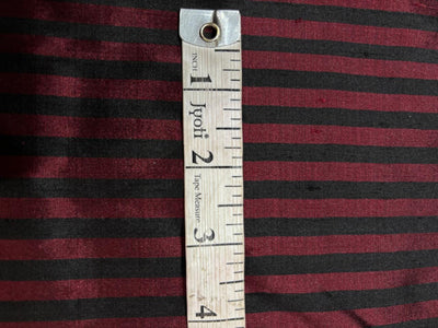 100% Pure Silk dupion STRIPE available in 2 colors PURPLE/BLACK and BURGANDY/BLACK  Fabric 44" wide DUPS71[1/2]