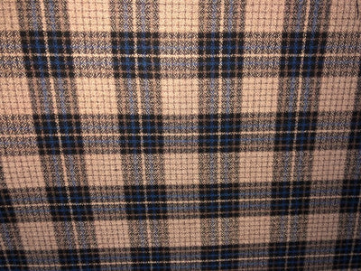 Tweed Suiting Heavy weight premium Fabric  Plaids 58" wide available in 2 STYLES GREYS BLUES AND WHITE / BEIGE BLUE AND BLACK [15696/97]