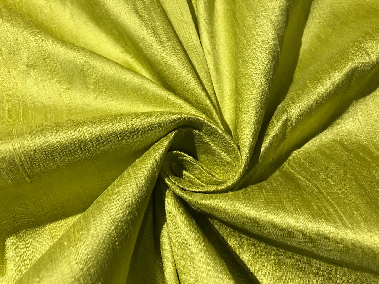 100% PURE SILK DUPIONI FABRIC LIME GREEN color 44" wide WITH SLUBS MM128[1]