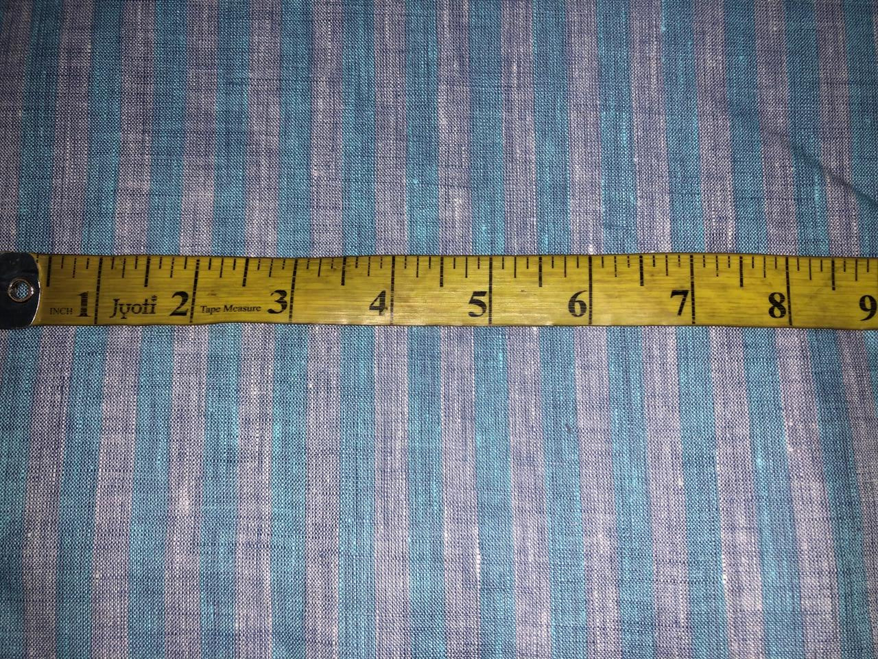 100% Linen stripe 60's Lea Fabric 58"sky  blue and blue stripe [17220]