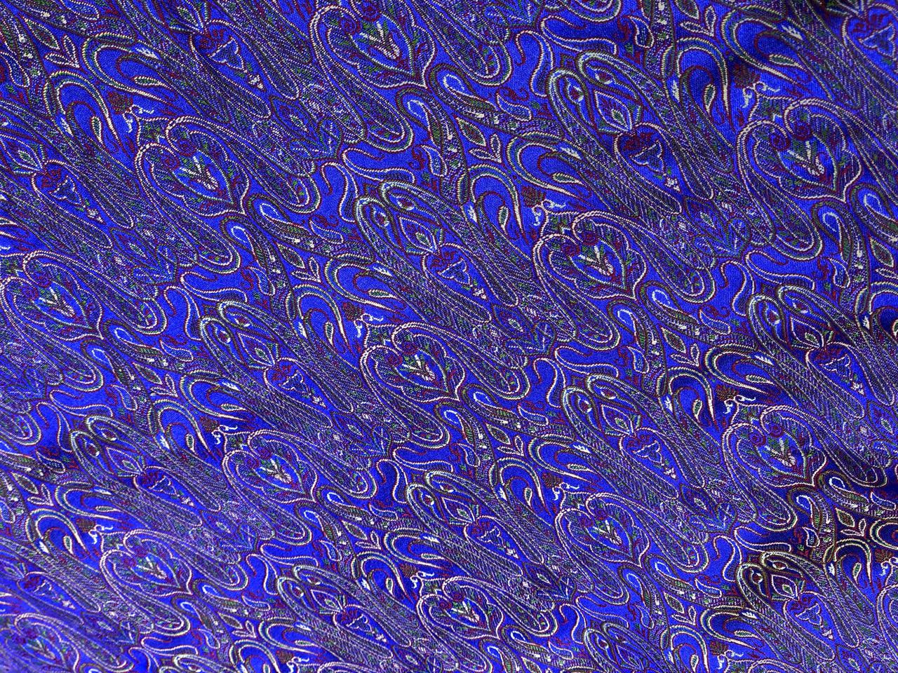 Silk Brocade fabric 44" paisley  jacquard available in 2 colors mustard ,red and green AND purple ,red and mustard BRO1049