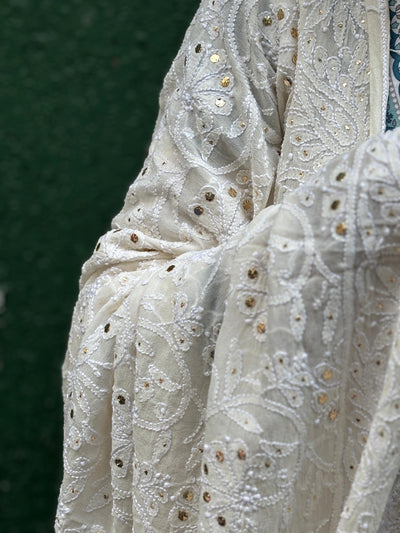 Stole with mukesh , a traditional Indian embroidery 44" wide and 3 yards long.[17686]