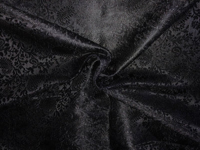 Silk Brocade fabric 56" jet black with self paisley jacquard BRO1057[3]