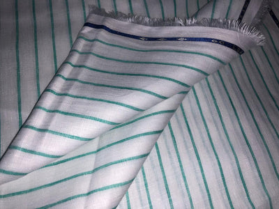 100% Linen stripe 60's Lea Fabric 58" wide available in 2 colors blue and sea green [17643/44]