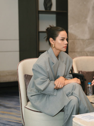 Italian Suiting blended viscose ,poly, acrylic light grey color 58" wide [17605]