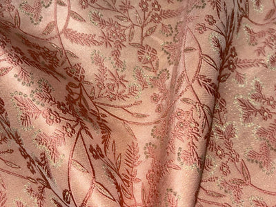 Silk Brocade fabric available in 2 colors mint and peach floral vines subtle shimmer  BRO1079[1/2]
