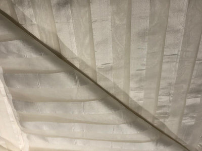 100% silk organza fabric with satin stripe white ivory  44" wide [17698]