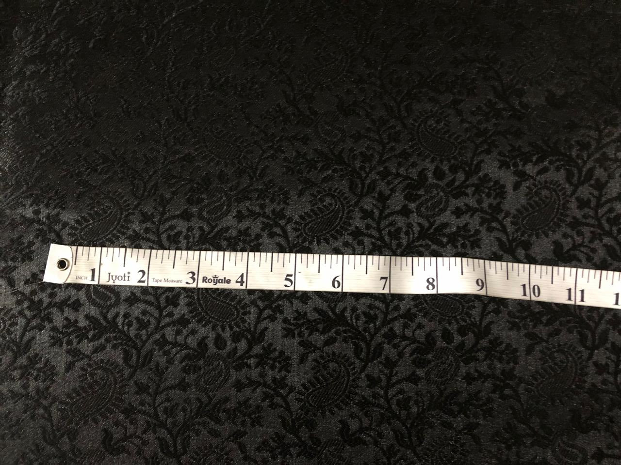 Silk Brocade fabric 56" jet black with self paisley jacquard BRO1057[3]