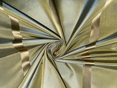 Silk Taffeta Fabric Olive green iridescent  with gold satin stripe 54" wide TAFS69[1]
