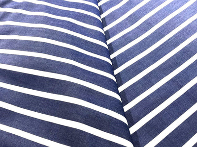 100% Cotton 40'S STRIPES  58" wide AVAILABLE IN 3 COLORS white and denim blue/white and navy and denim blue and white