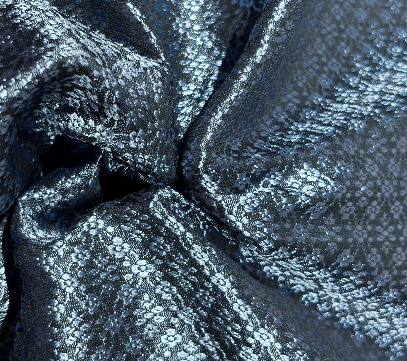 Brocade Fabric Charcoal with slate blue  Floral Jacquard  44" BRO1028[2]