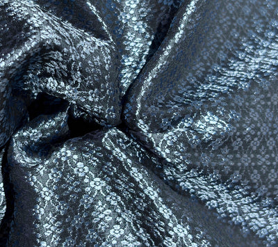 Brocade Fabric Charcoal with slate blue  Floral Jacquard  44" BRO1028[2]