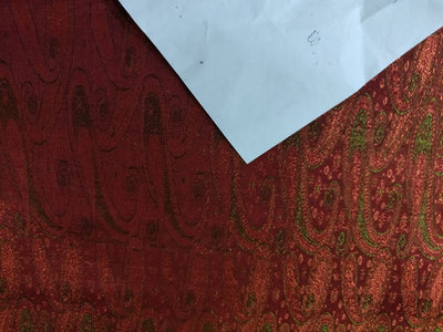 BROCADE FABRIC RUST ORANGE X GREEN COLOR 44" wide BRO109[3]