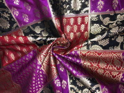 Silk Brocade fabric multi colour jacquard 44" wide BRO1071 available in 8 different color combinations[BRO1071[1-8]]