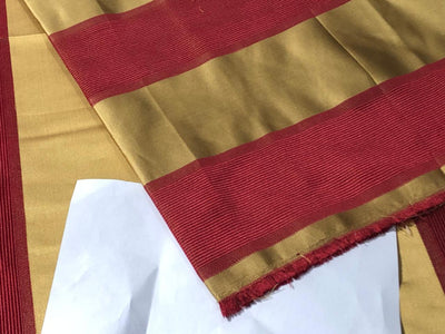 100% SILK TAFFETA FABRIC RED AND DULL GOLD STRIPES  STRIPES TAFNEWS25