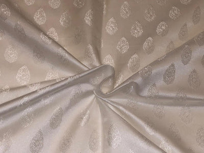 Silk Brocade fabric white ivory motif  BRO1086[2]