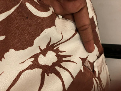 Linen Print Brown floral print [18554]