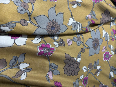 Viscose TWILL Digital Floral Print 41&quot; wide available in 2 colors mustard , slate blue and berry