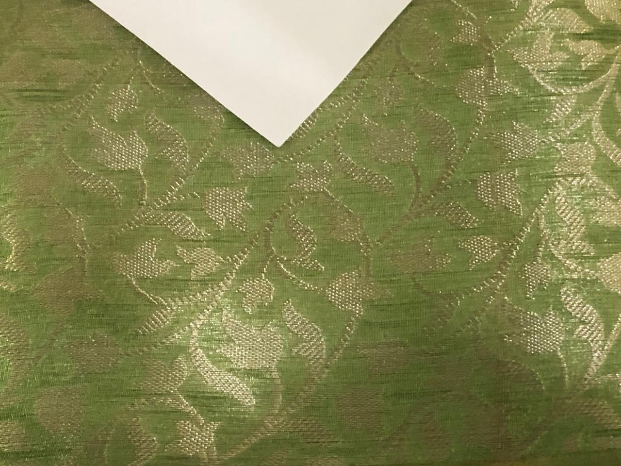 Tissue Fabric neon green and metallic gold vines jacquard BRO988[1]