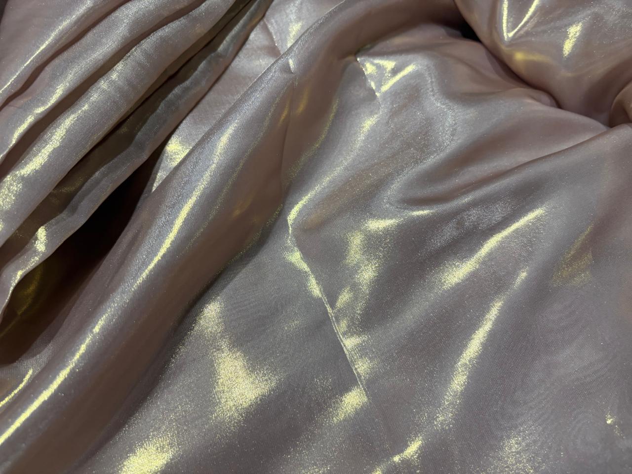 Liquid organza fabric 58" wide onion pink with gold  tinge [17340]