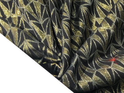 COTTON FABRIC 54" WIDE BLACK WITH GOLD  METALIC LUREX STRIPES [16797]