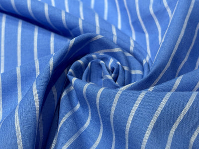 100% Cotton Poplin 58" wide stripes available in 2 colors pink and blue [17757/58]