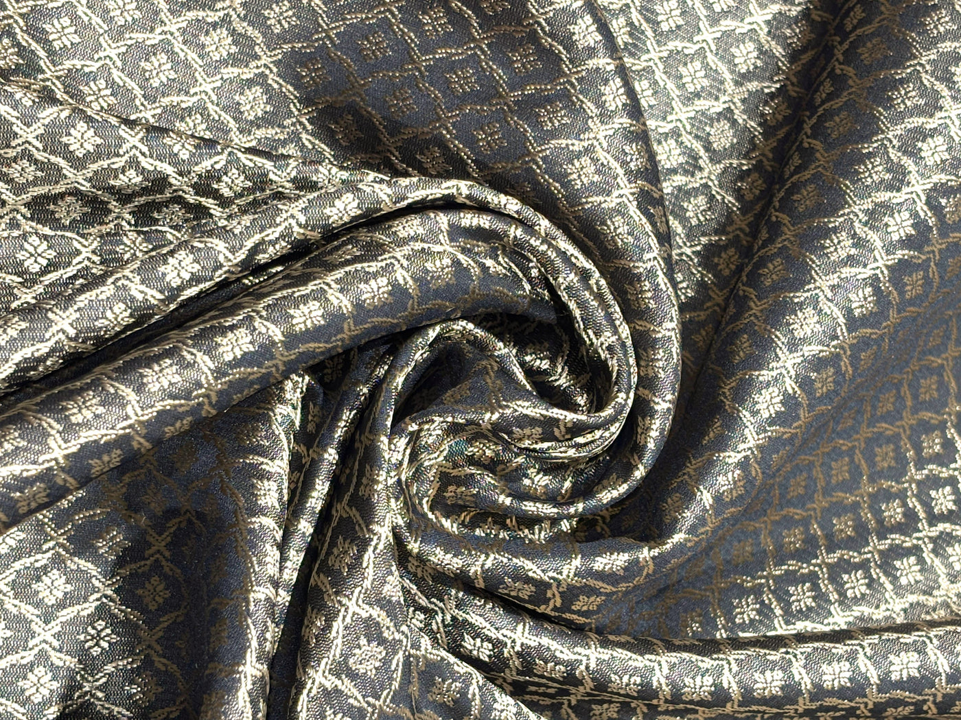 Brocade Fabric brown and gold diamond floral motif  all over Jacquard 44" BRO1028[3]