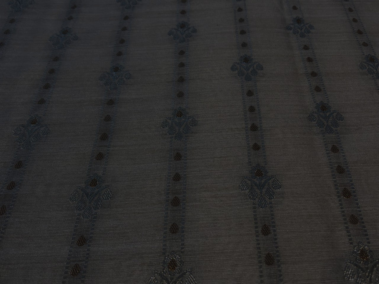 100% Silk munga Brocade fabric with gold zari horizontal stripes with floral jacquard BRO1090[3]