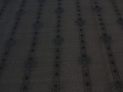 100% Silk munga Brocade fabric with gold zari horizontal stripes with floral jacquard BRO1090[3]