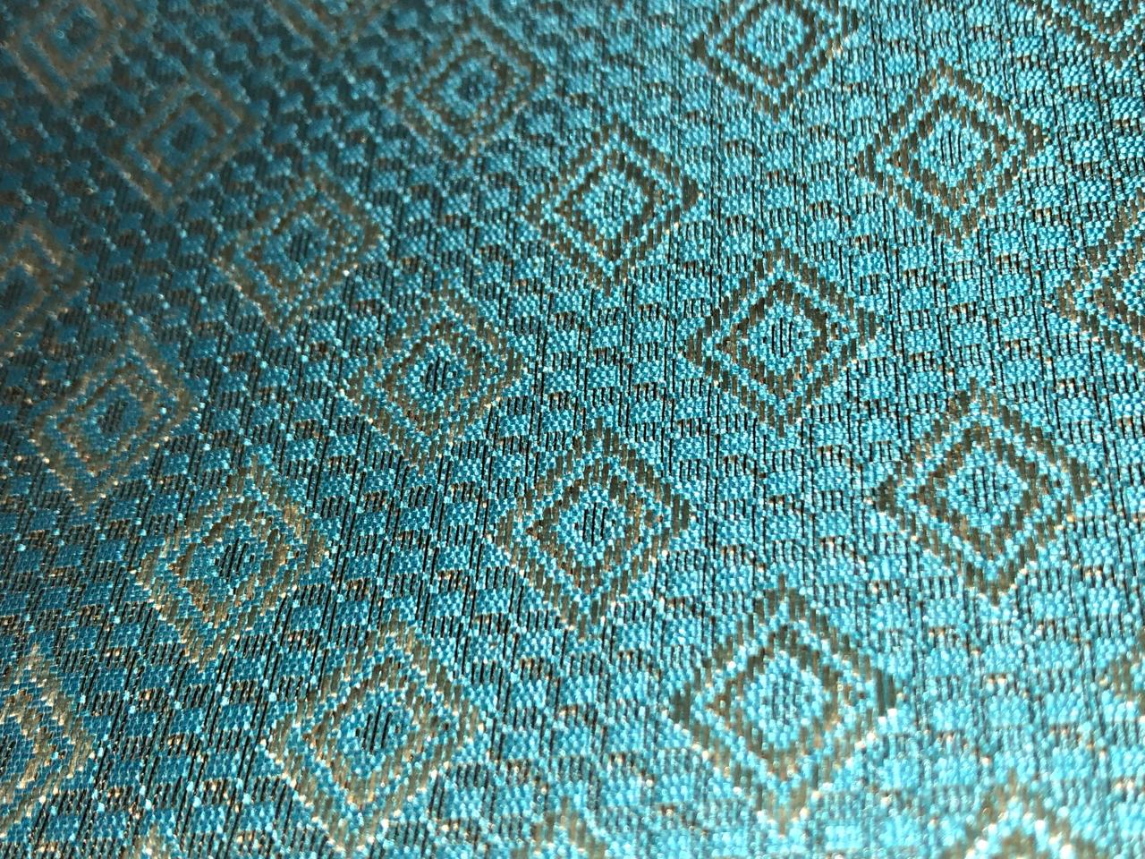 Silk Brocade SEA BLUE diamond motifs with subtle metallic jacquard BRO986[4]