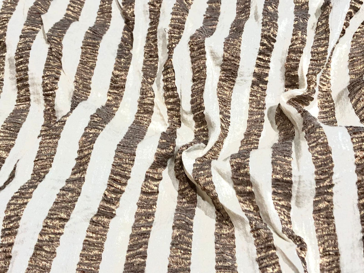 SILK  Crushed MUGA SILK TISSUE STRIPES available in 2 colors  ANTIQUE GOLD and SILVER