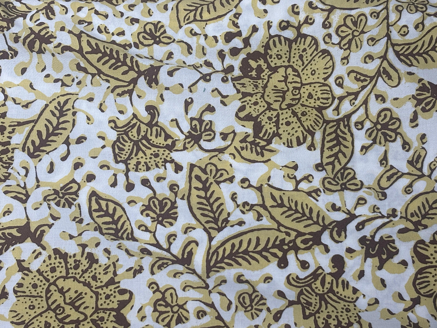 100% Cotton Poplin 58" wide digital print ivory and gold floral  print [17615]