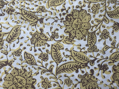 100% Cotton Poplin 58" wide digital print ivory and gold floral  print [17615]