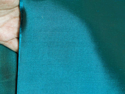 100% PURE SILK SATIN DUPIONI FABRIC TWILL WEAVE JACQUARD with slight slubs  reversable golden green and teal54" wide DUP424