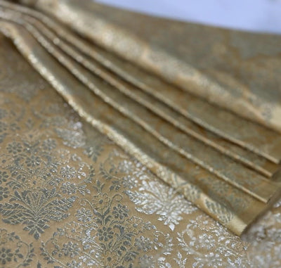 Silk Brocade fabric 44" gold metallic white gold  jacquard  BRO1046[1]