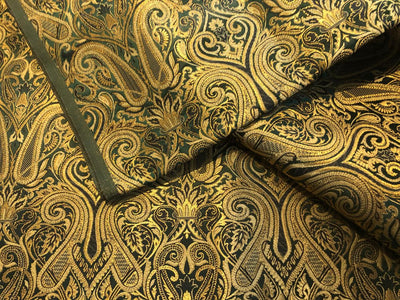 Silk Brocade fabric gold jacquard paisleys available in 3 colors pink/teal , green and red/black  BRO1103