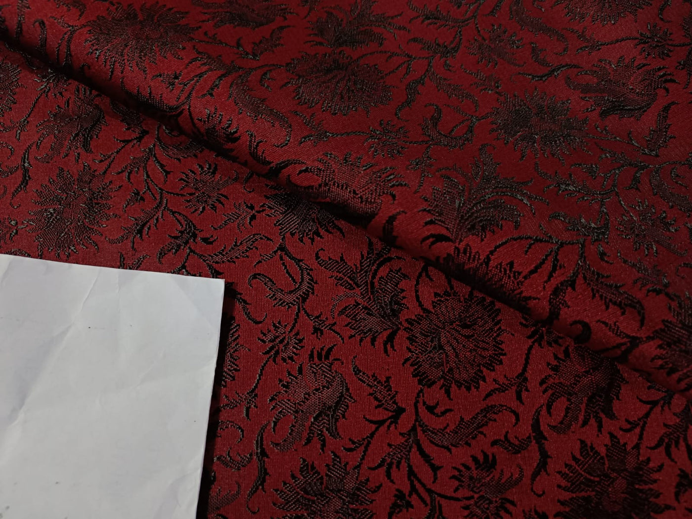 Silk Brocade fabric Black &amp; Wine Red Colour 44" wide BRO87[1]