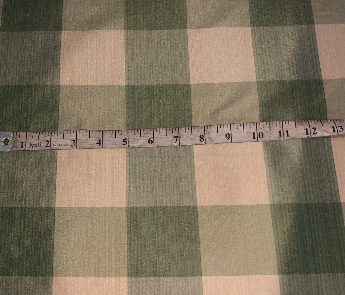 100% Silk tafetta plaids  pastel green,mint green, green and golden cream [tafnewc20roll]