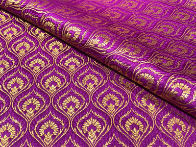 Silk Brocade fabric WITH metallic gold  jacquard available in 3 colors purple, green and candy pink BRO1025